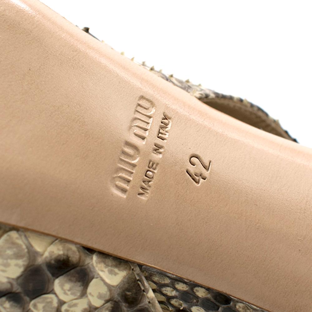 Miu Miu Python Print Leather Slingback Sandals SIZE 42 5