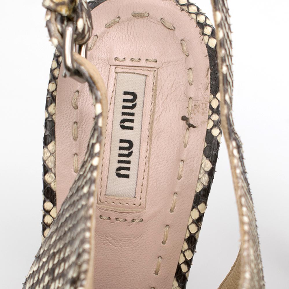 Miu Miu Python Print Leather Slingback Sandals SIZE 42 1