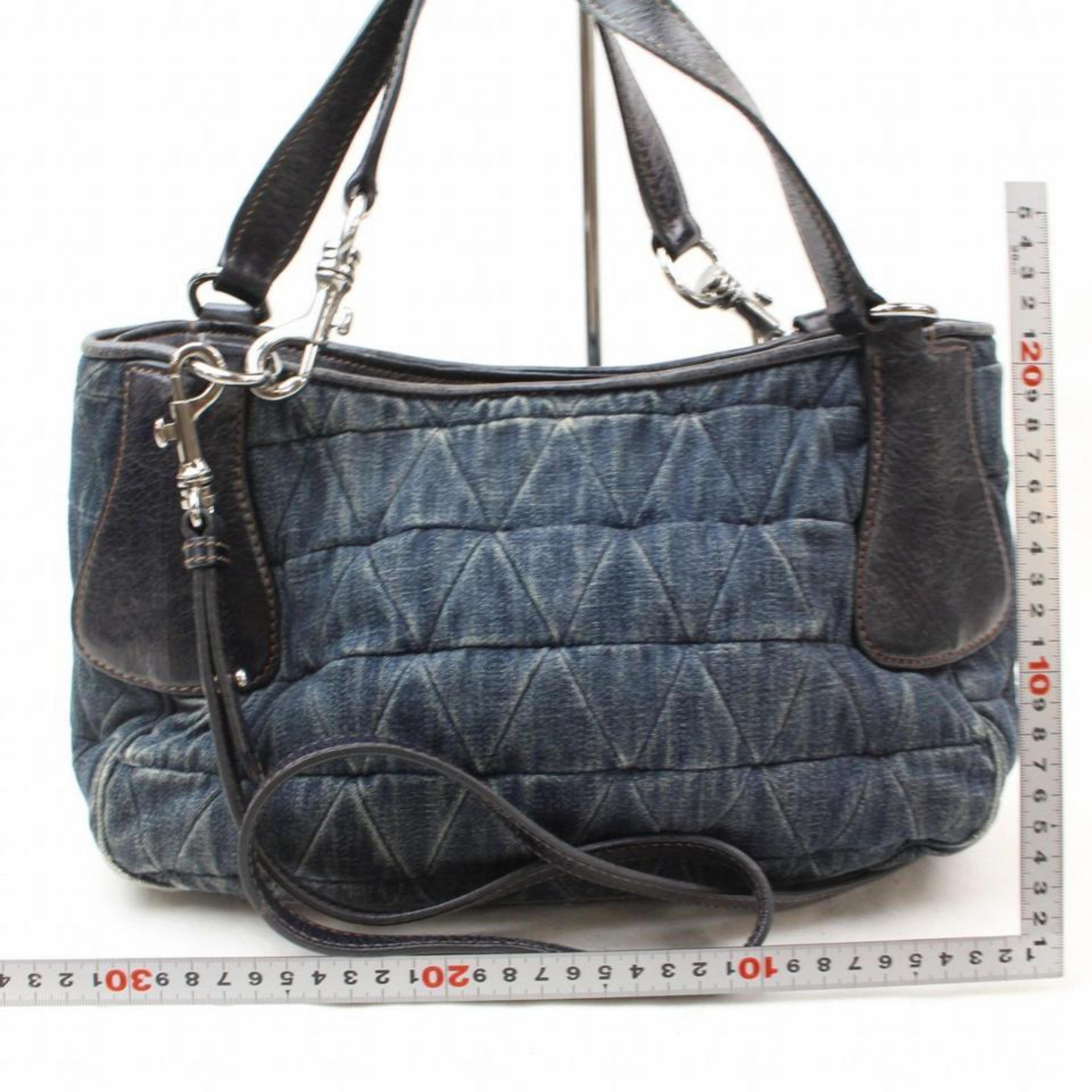 Miu Miu Quilted 2way Hobo 868525 Blue Denim Messenger Bag For Sale 1
