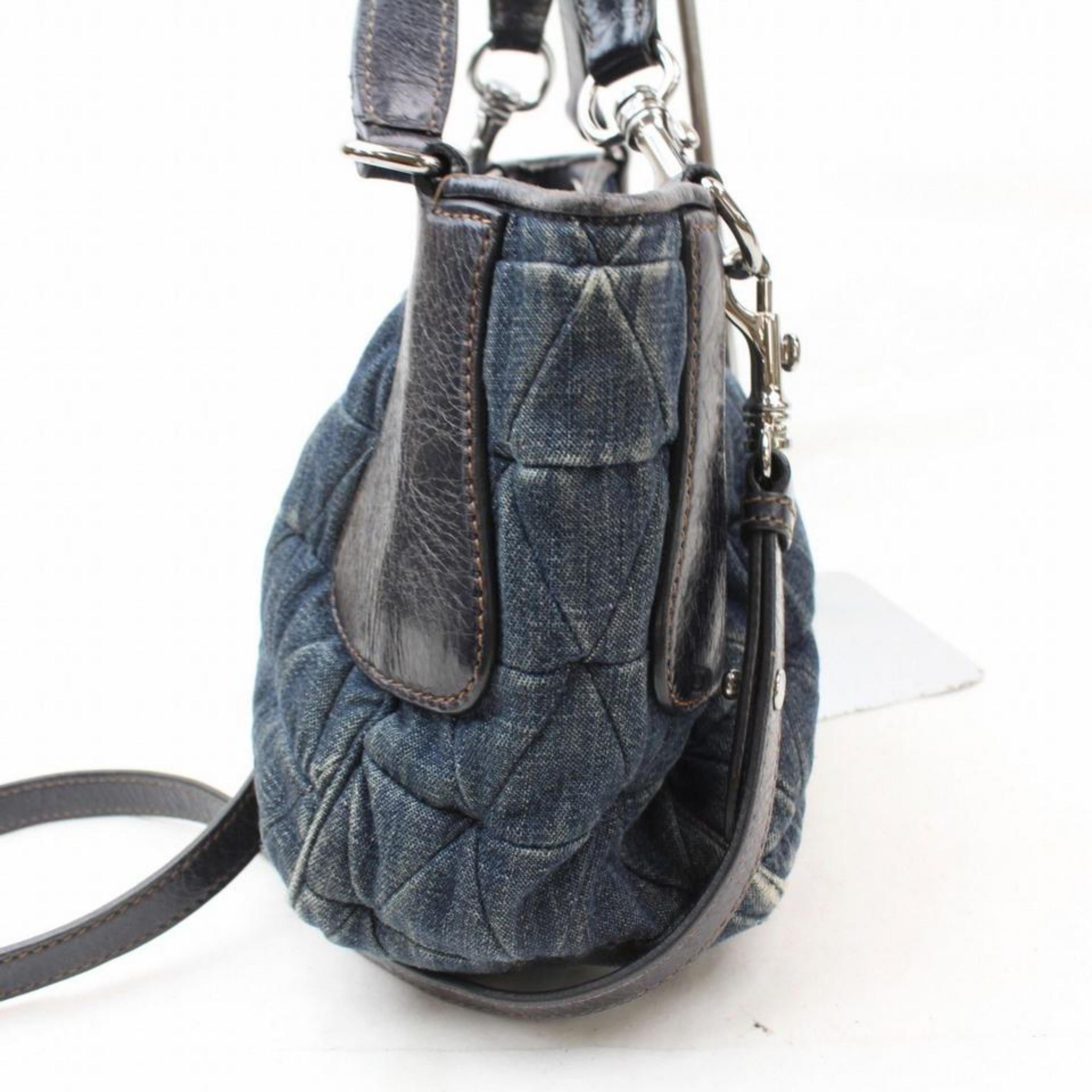 Miu Miu Quilted 2way Hobo 868525 Blue Denim Messenger Bag For Sale 3