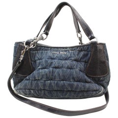 Miu Miu Quilted 2way Hobo 868525 Blue Denim Messenger Bag