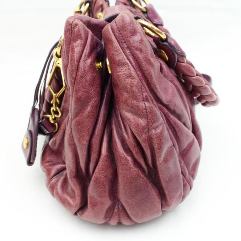 Miu Miu Quilted Matelasse 2way 2182439 Purple Fuchsia Leather Shoulder Bag For Sale 1