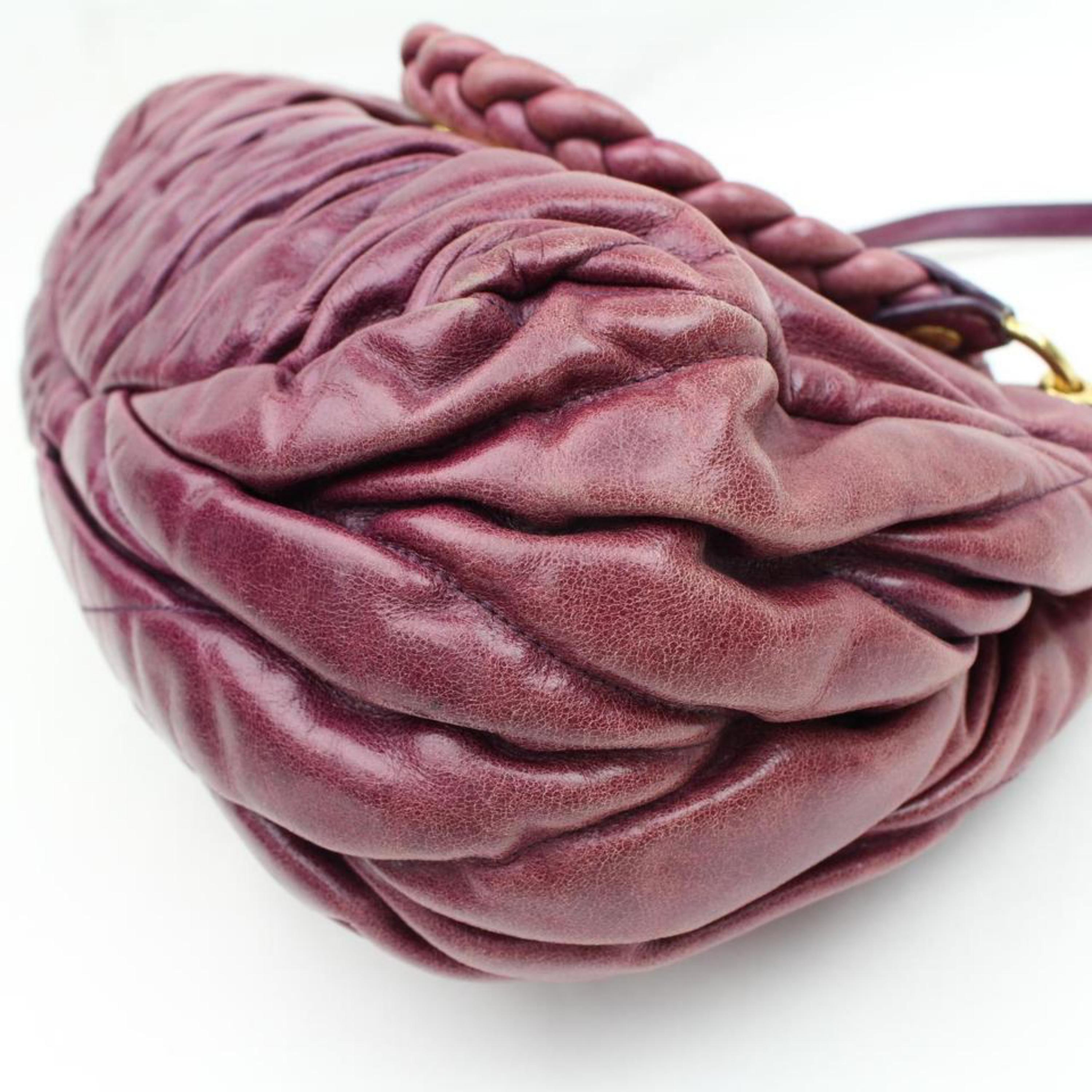 Miu Miu Quilted Matelasse 2way 2182439 Purple Fuchsia Leather Shoulder Bag For Sale 3