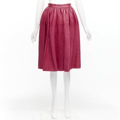 MIU Himbeerrosa Lammfell Leder-Tischrock mit hoher Taille und Pantolette IT40 S