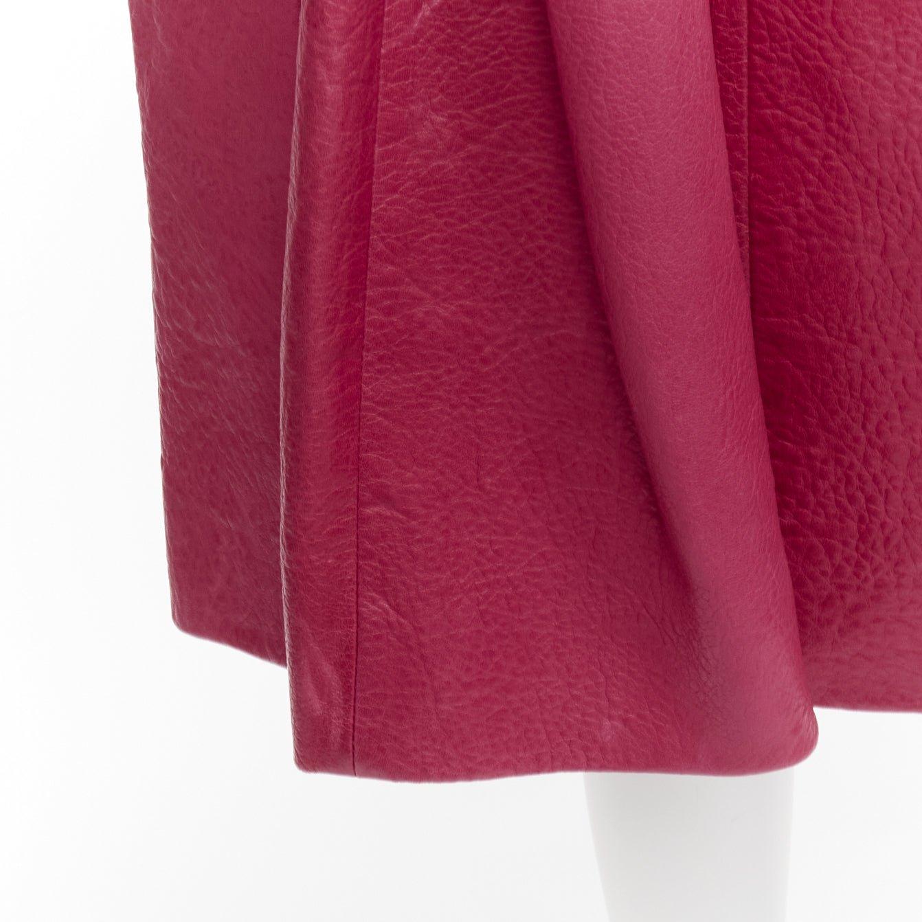 MIU MIU gonna a ruota in pelle di agnello rosa lampone a vita alta IT40 S in vendita 3