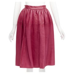 MIU Himbeerrosa Lammfell Leder-Tischrock mit hoher Taille und Pantolette IT40 S