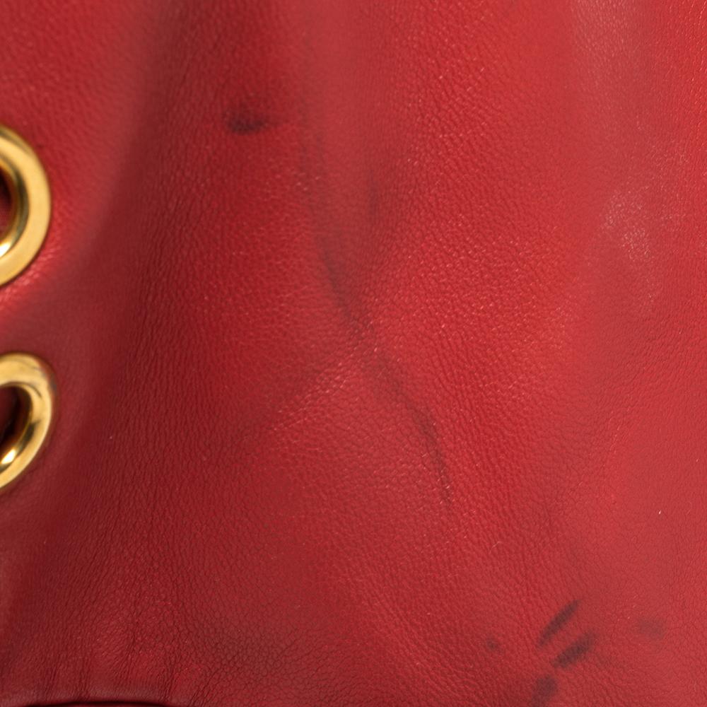 Miu Miu Red/Black Leather Grommeted Biker Shoulder Bag 6