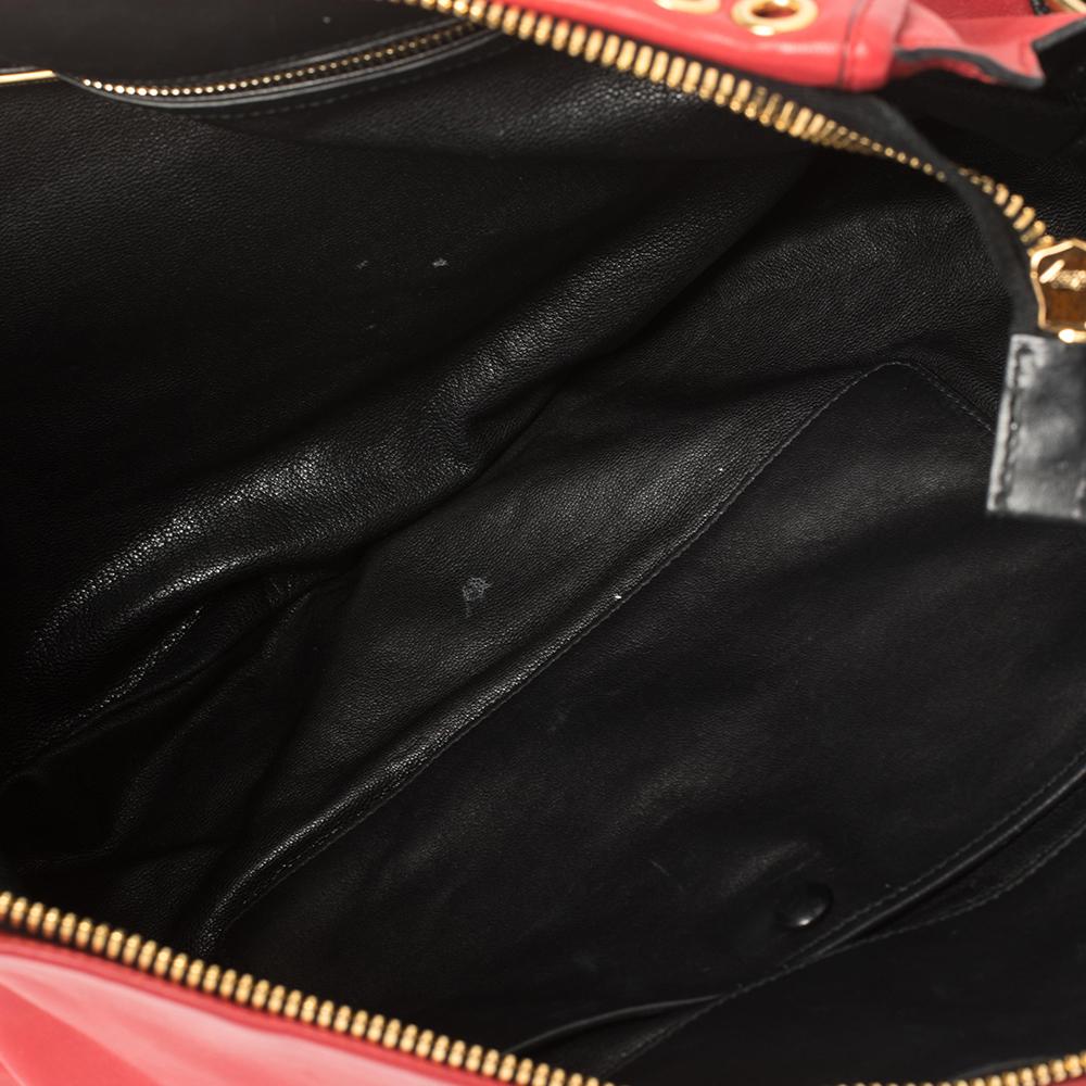 Miu Miu Red/Black Leather Grommeted Biker Shoulder Bag 8