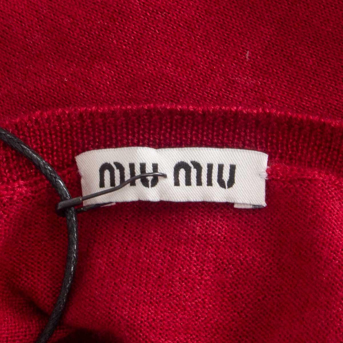 Red MIU MIU red cashmere blend Crewneck Sweater 40 S For Sale