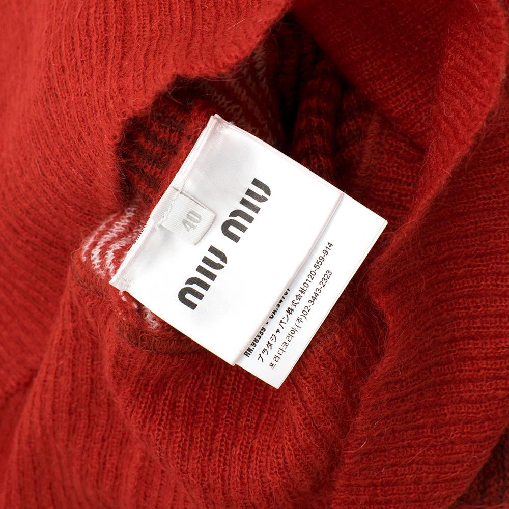 Miu Miu Red Check Mohair Crop Knit Sweater SIZE 40 IT 2