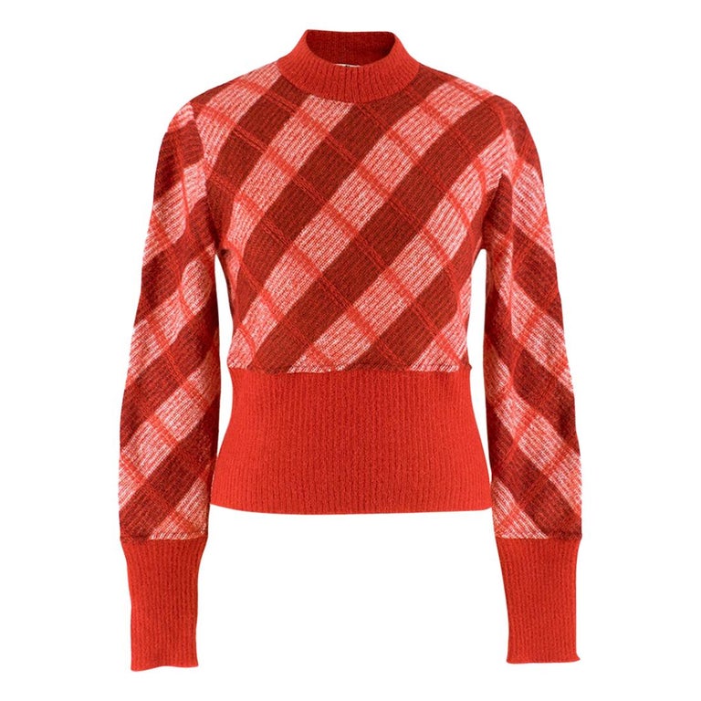 Miu Miu Red Check Mohair Crop Knit Sweater SIZE 40 IT at 1stDibs | miu ...