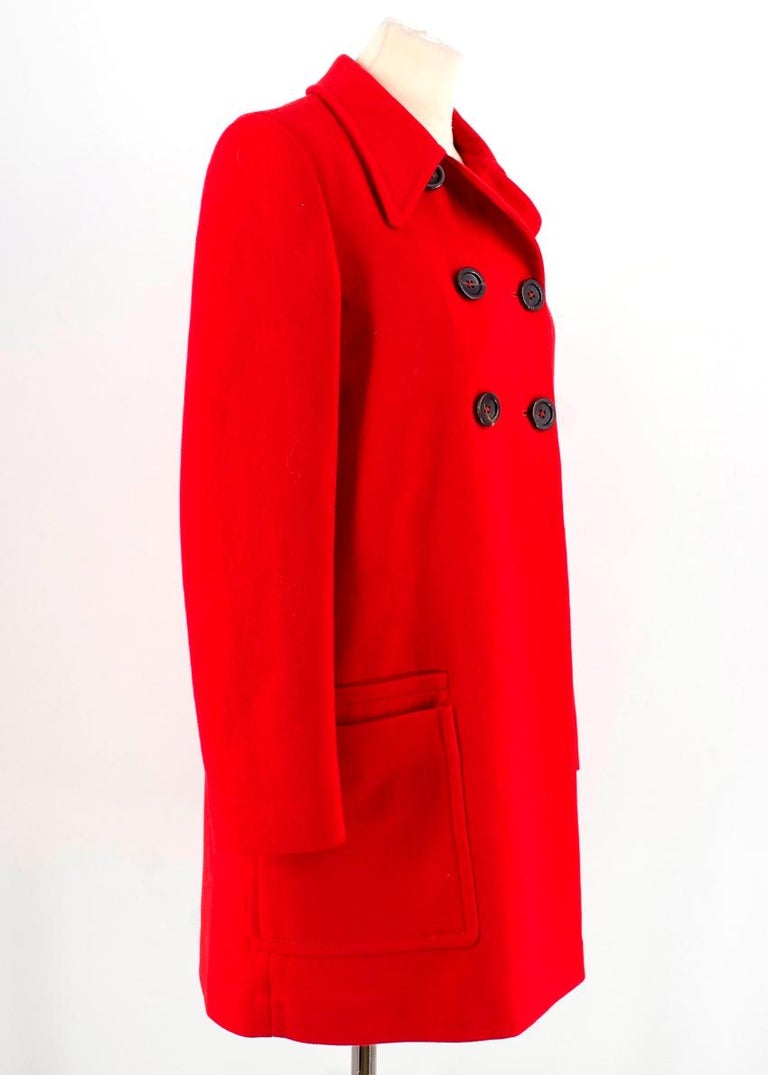 Louis Vuitton Wool Double Breasted Long Coat in Red — UFO No More