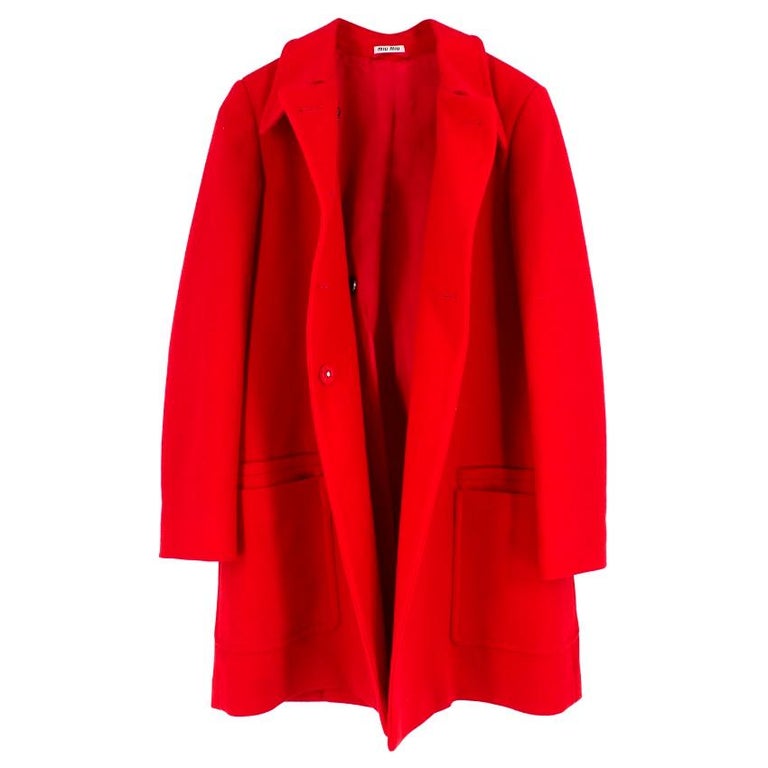 Miu Miu Red Double Breasted Wool Coat - Size US 8 For Sale at 1stDibs