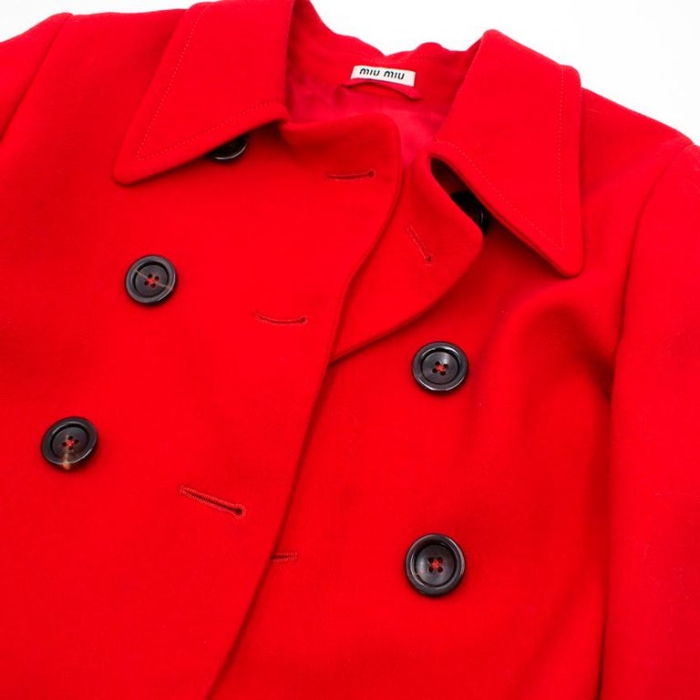 Miu Miu Red Double Breasted Wool Coat - Size US 8 For Sale at 1stDibs