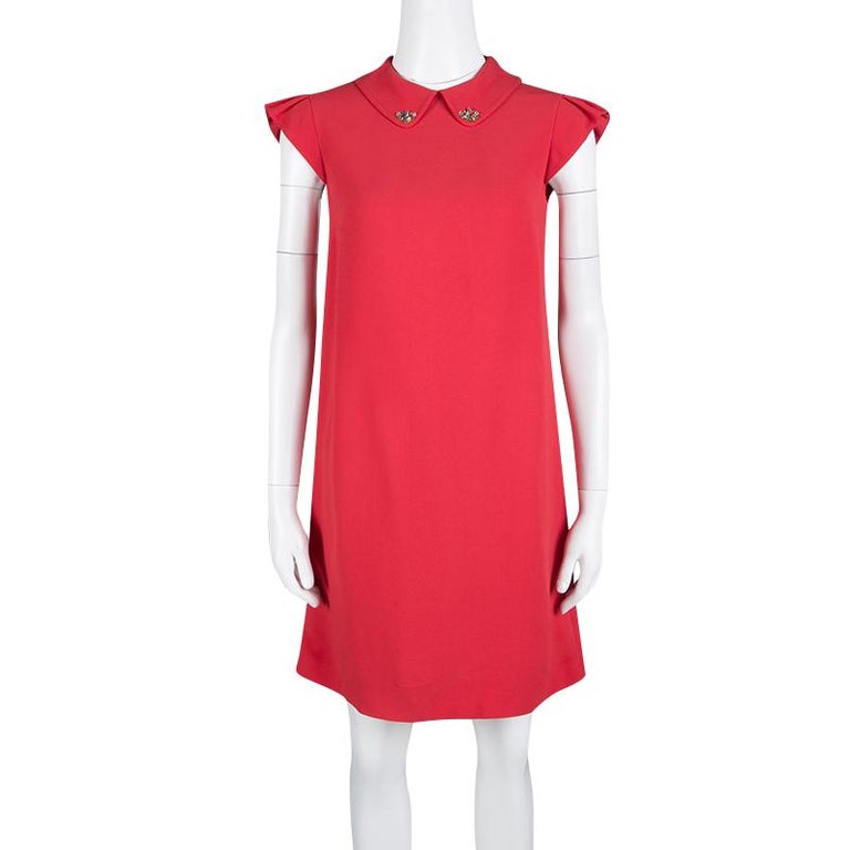 Miu Miu Red Embellished Collar Cap Sleeve Dress S at 1stDibs | miu miu ...