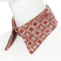 MIU MIU red gold silk damier lurex brocade Klimt pattern standard collar IT36