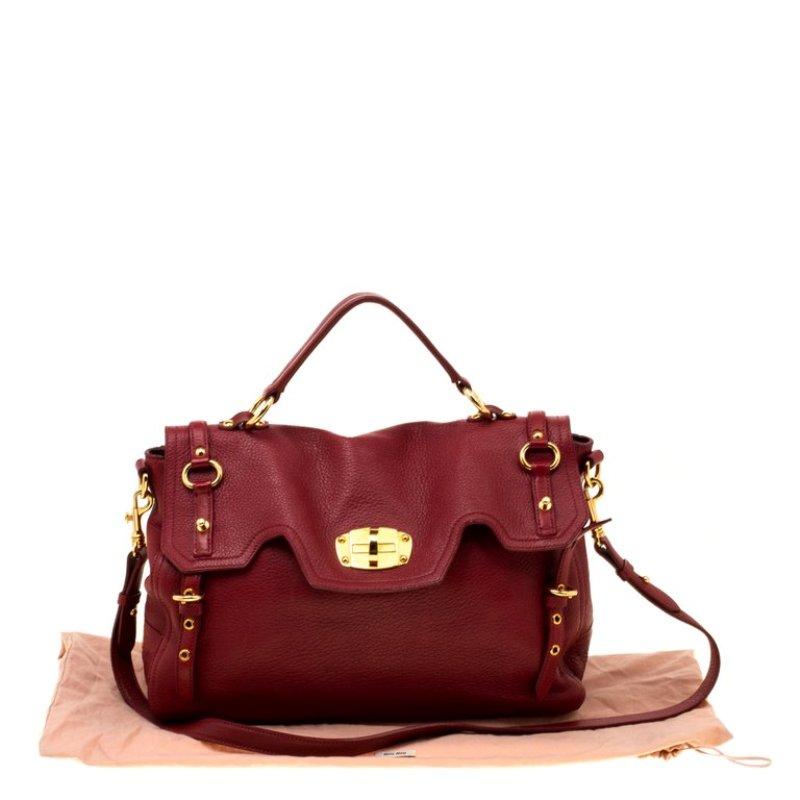 Miu Miu Red Leather East/West Top Handle Shoulder Bag 5