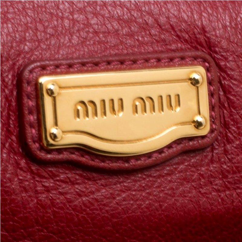 Miu Miu Red Leather East/West Top Handle Shoulder Bag In Good Condition In Dubai, Al Qouz 2