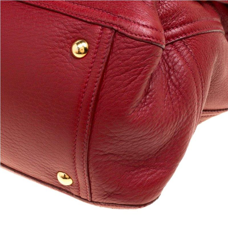 Women's Miu Miu Red Leather East/West Top Handle Shoulder Bag