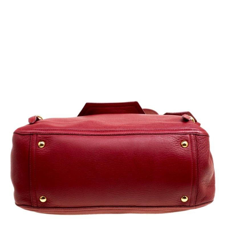 Miu Miu Red Leather East/West Top Handle Shoulder Bag 2