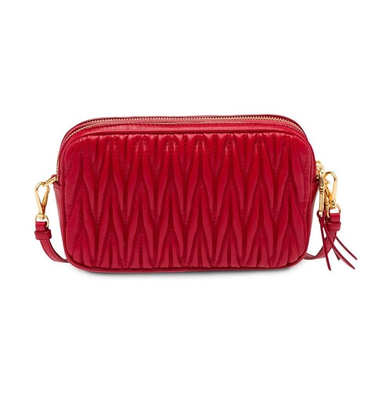 Miu Miu Red Leather Quilted Crossbody Bag For Sale at 1stdibs