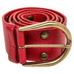 Miu Miu Red Leather Studded Belt 75