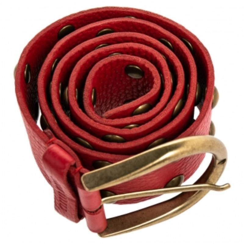 Miu Miu Roter Nietengürtel aus Leder 75 1