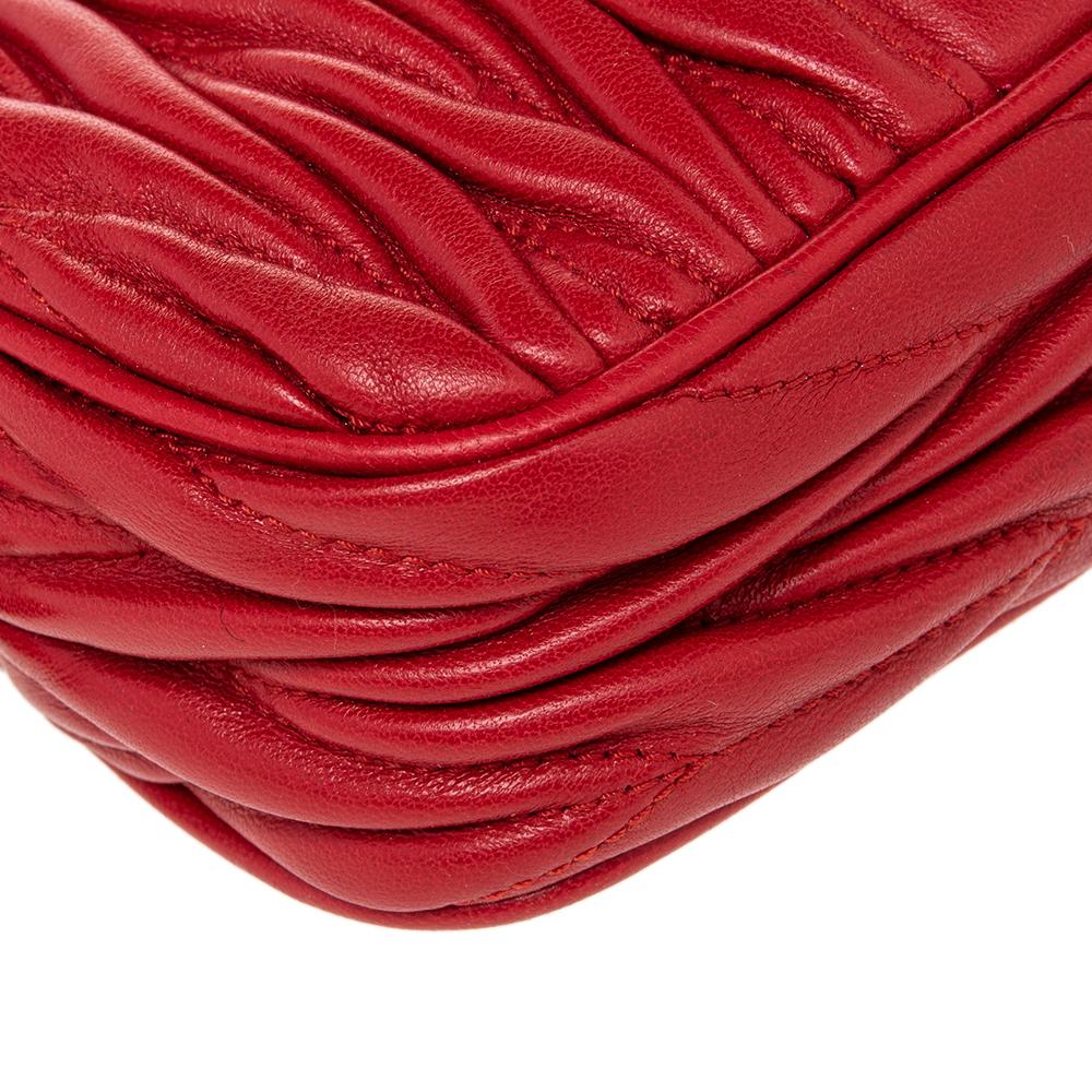 Miu Miu Red Matelassé Leather Double Zip Clutch 2