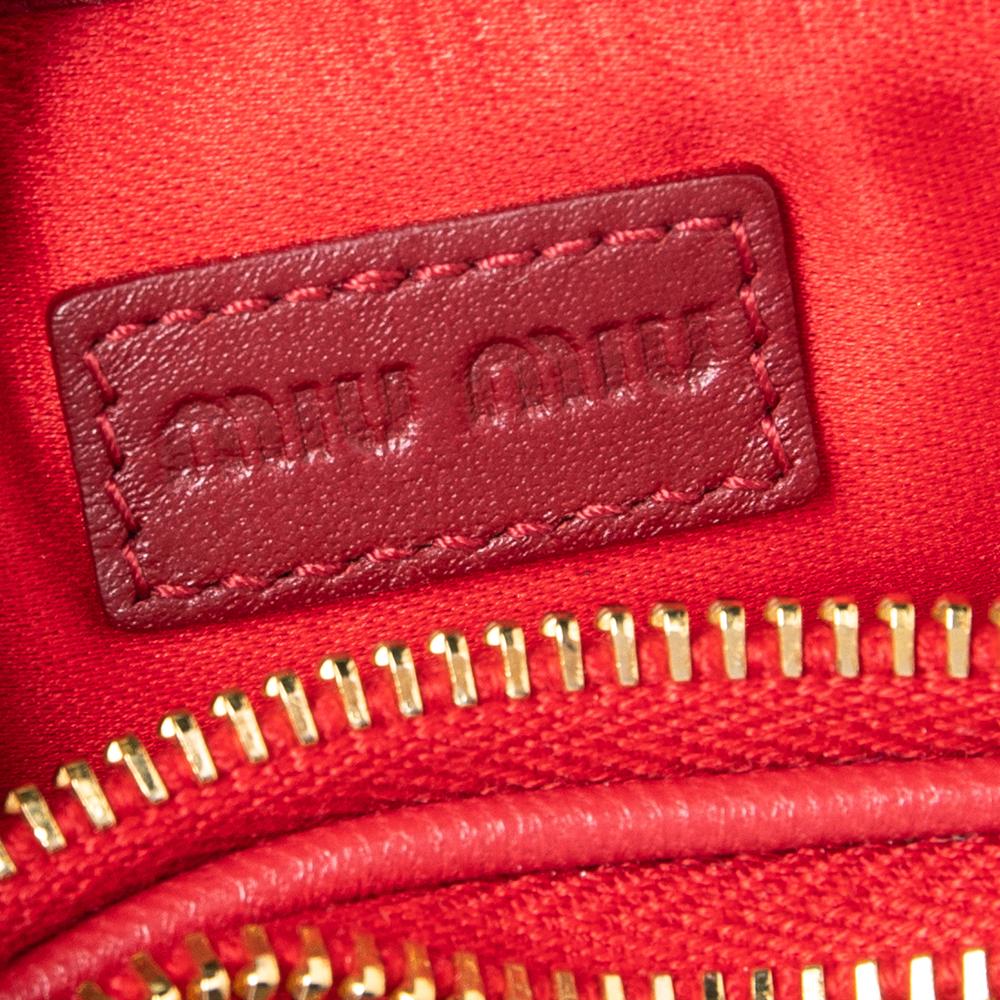 Miu Miu Red Matelassé Leather Double Zip Clutch 4