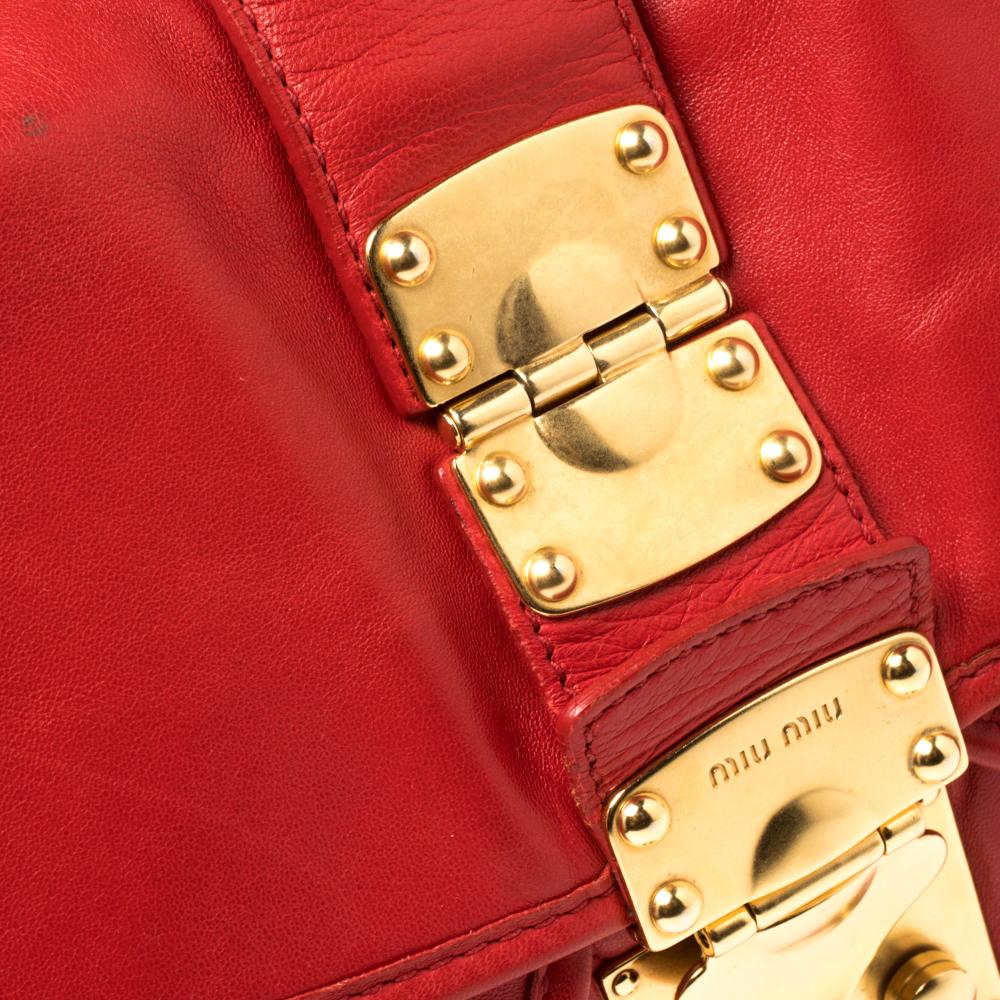 Miu Miu Red Matelasse Lux Leather Coffer Hobo 6