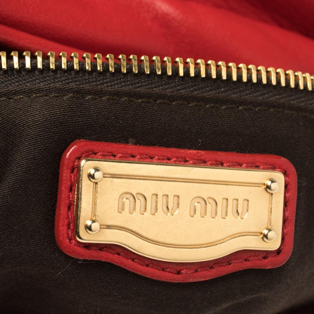 Miu Miu Red Matelasse Lux Leather Coffer Hobo 7