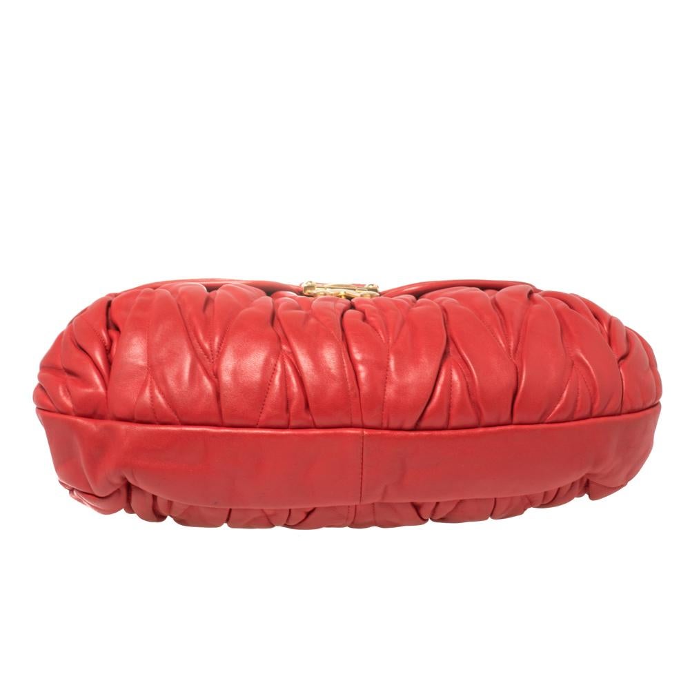 Miu Miu Red Matelasse Lux Leather Coffer Hobo 1