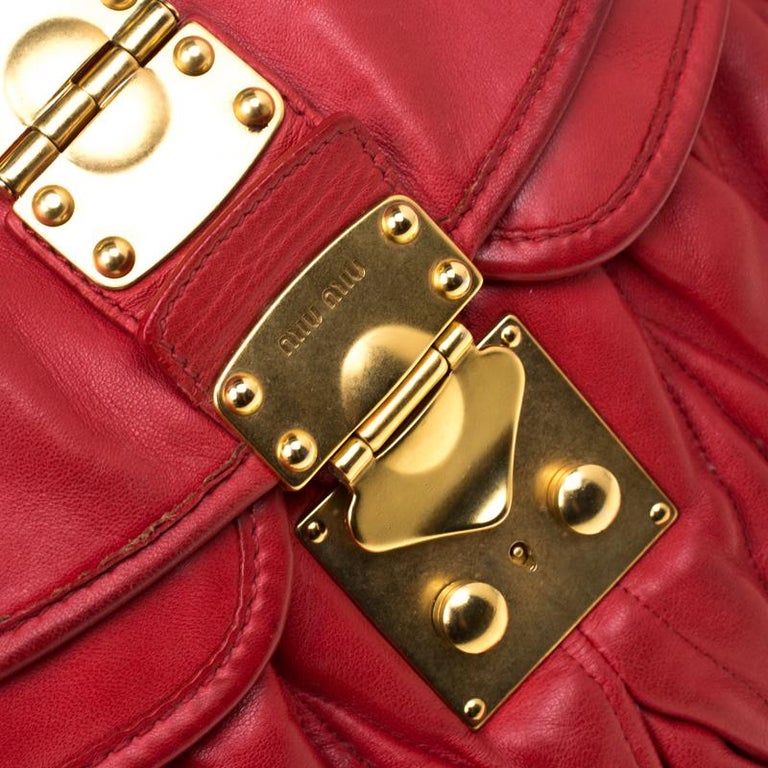 Miu Miu Red Matelasse Lux Leather Coffer Hobo For Sale at 1stDibs