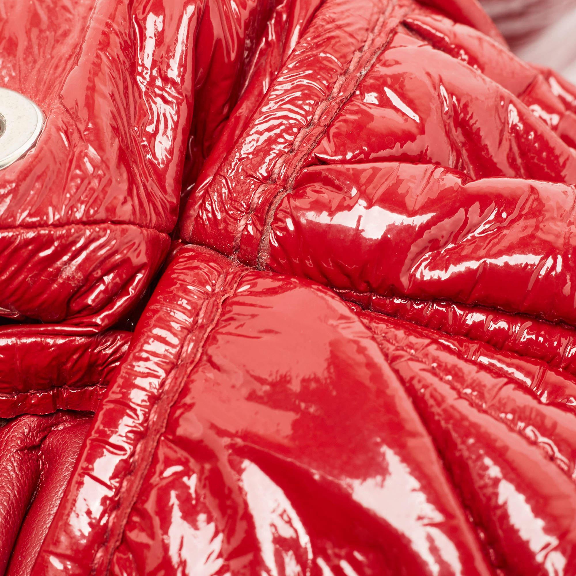 Miu Miu Red Matelassé Patent Leather Coffer Shoulder Bag For Sale 12