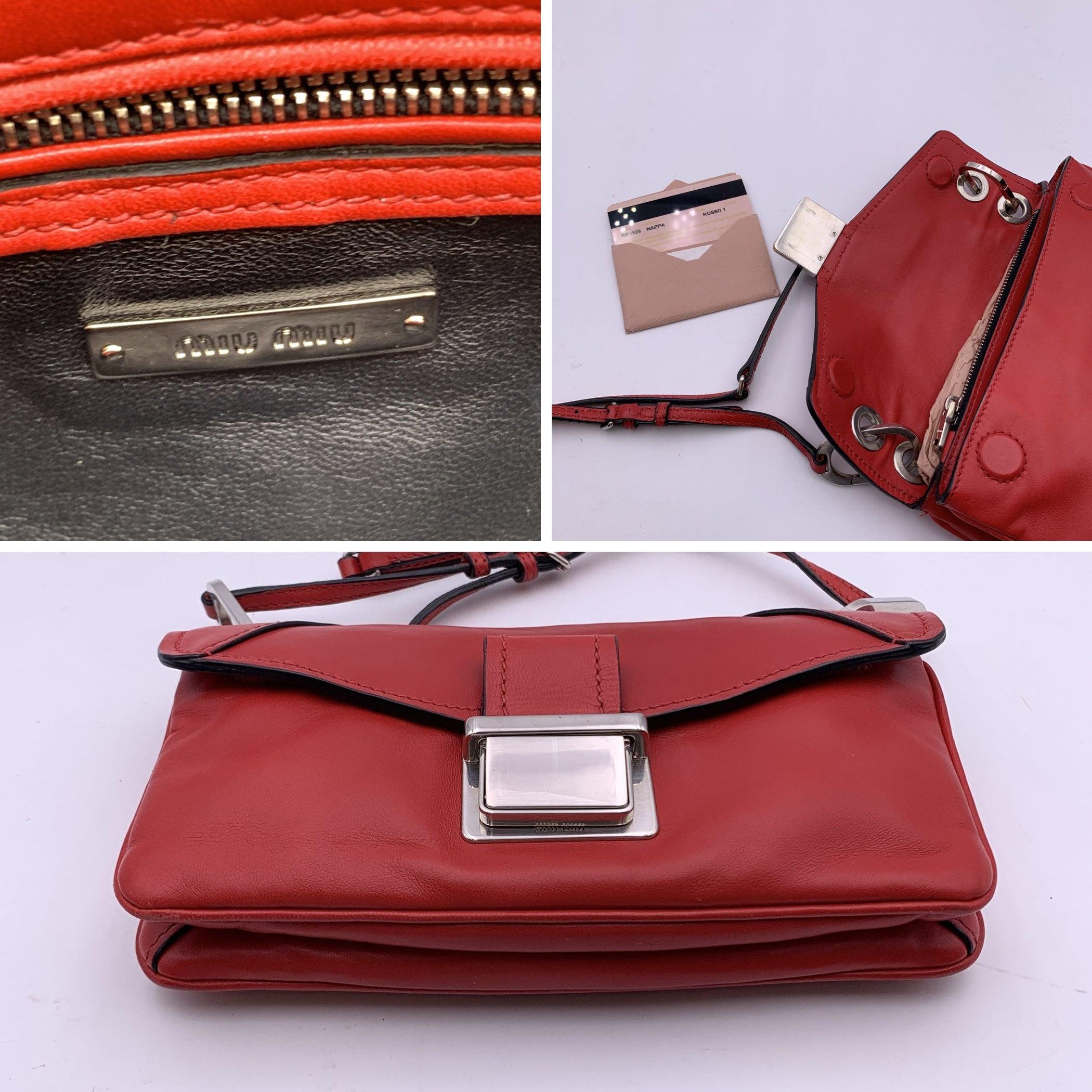 Miu Miu Red Nappa Leather Mini Flap Shoulder Bag RR1926 For Sale 1