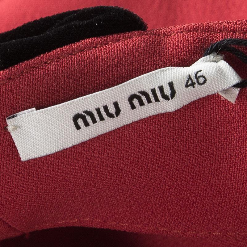 Miu Miu Red Open Back Tie Detail Flared Cady Dress L In Excellent Condition In Dubai, Al Qouz 2