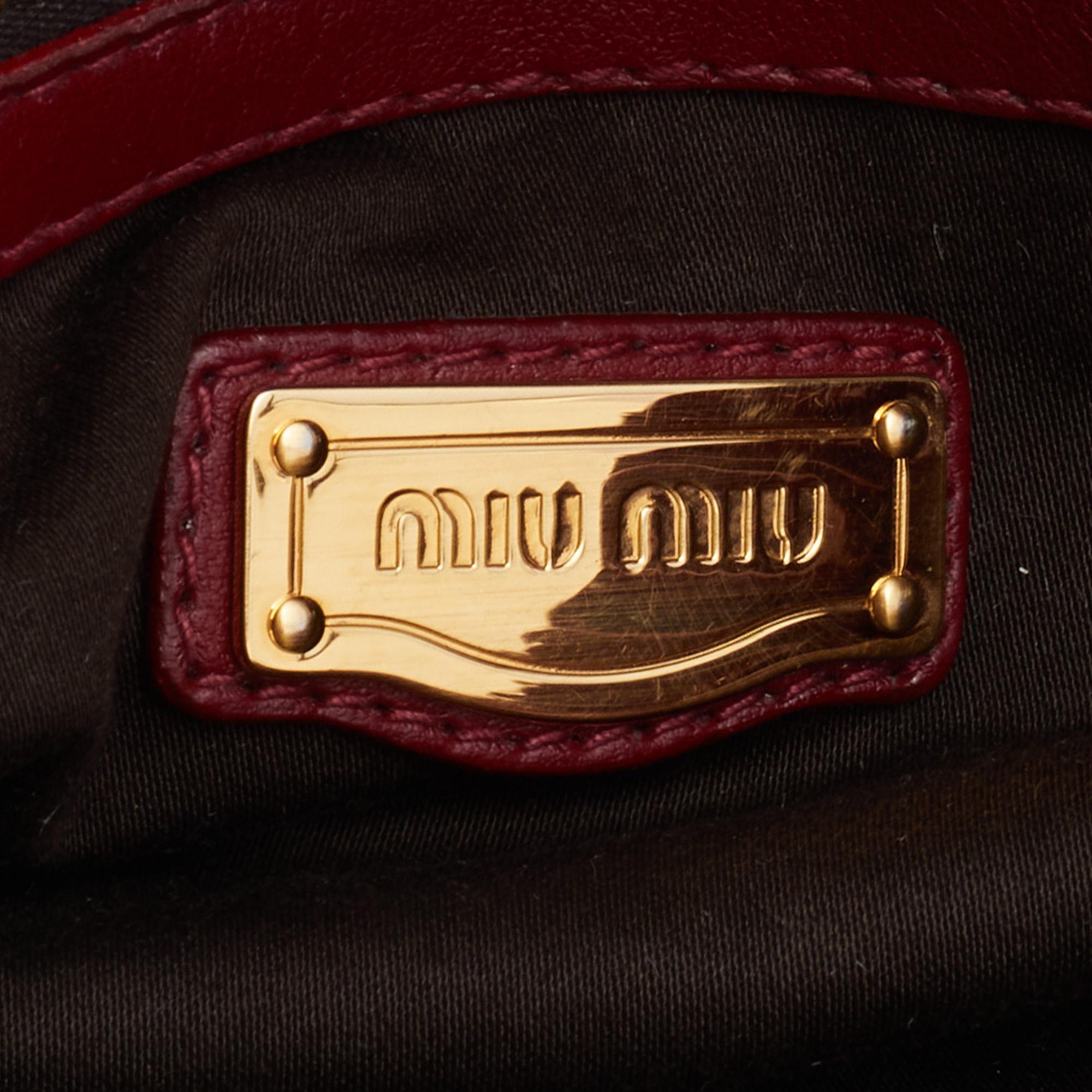 Women's Miu Miu Red Patent Leather Gathered Tote