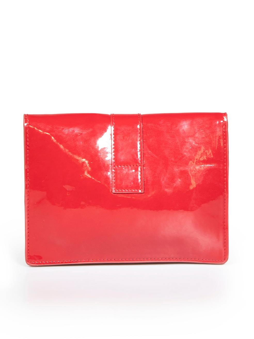 Miu Miu Red Patent Leather Petite Pochette In Excellent Condition For Sale In London, GB