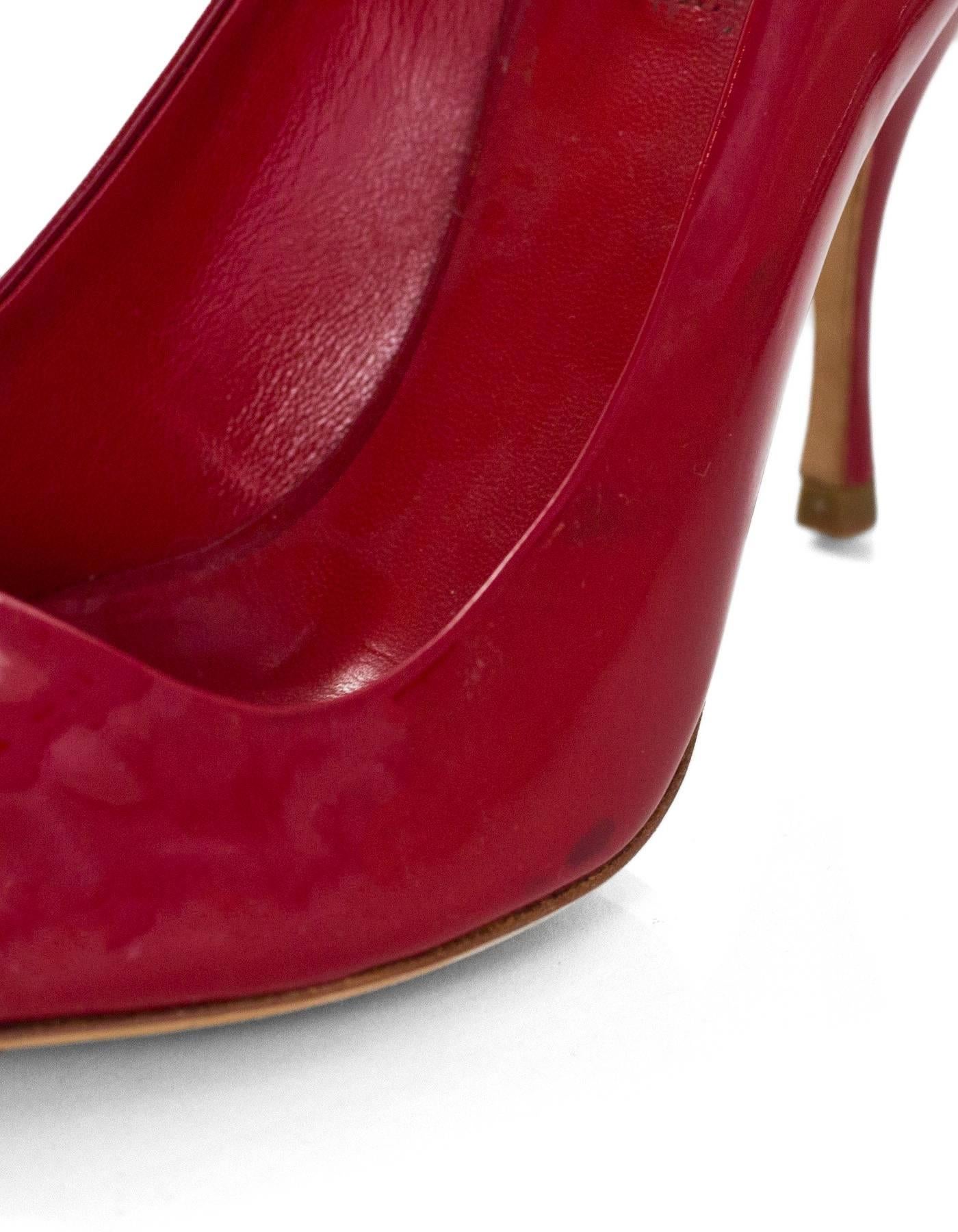 Miu Miu Red Patent Open-Toe Pumps Sz 35.5 In Excellent Condition In New York, NY