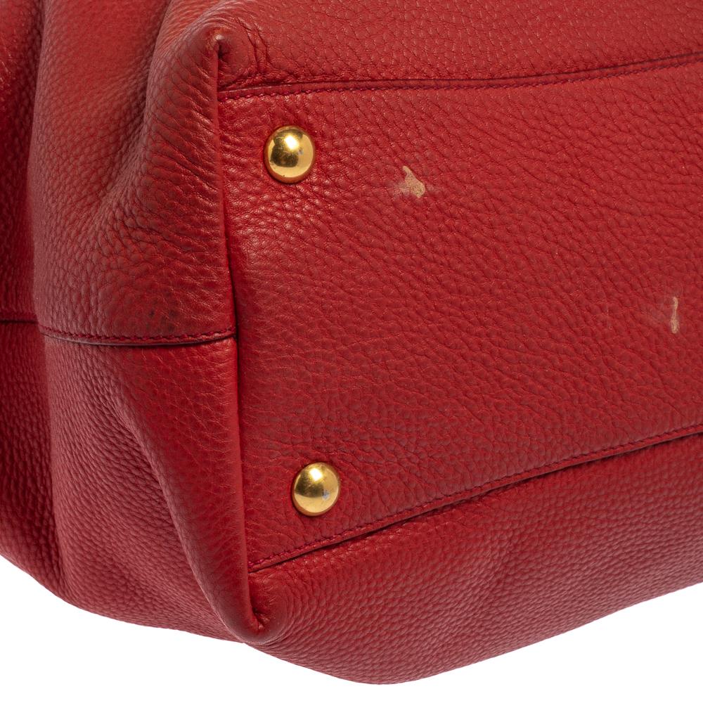 Miu Miu Red Pebbled Leather Shopper Tote 7