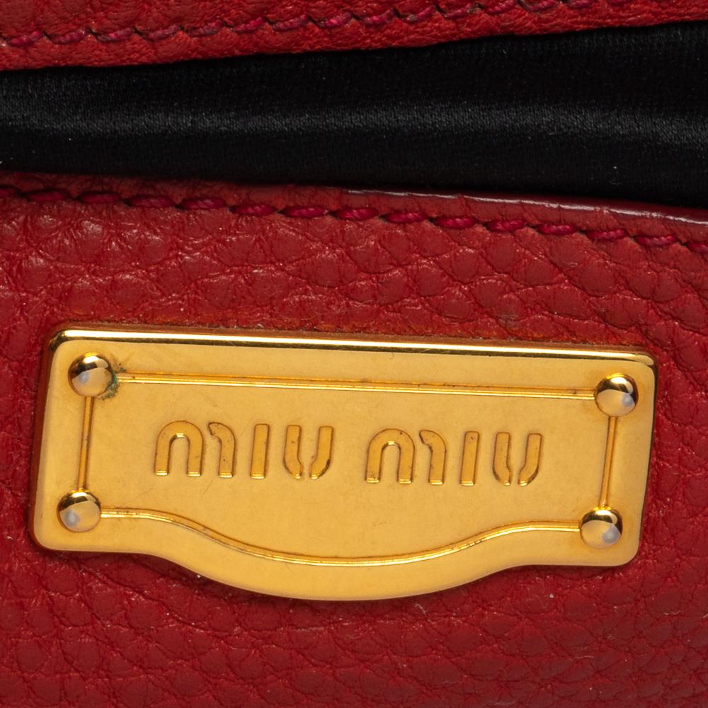 Miu Miu Red Pebbled Leather Shopper Tote 4