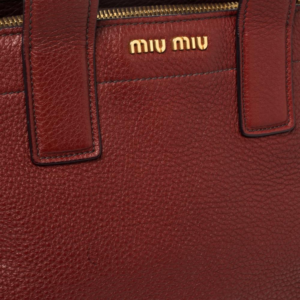 Miu Miu Red/Plum Vitello Caribou Leather Tote 3
