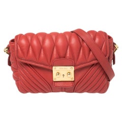 Miu Miu Red Quilted Leather Biker Shoulder Bag