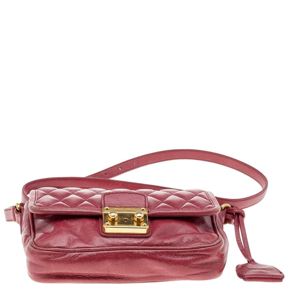 Miu Miu Red Quilted Leather Pushlock Flap Shoulder Bag For Sale 1