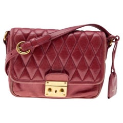 Miu Miu Red Quilted Leather Pushlock Flap Shoulder Bag