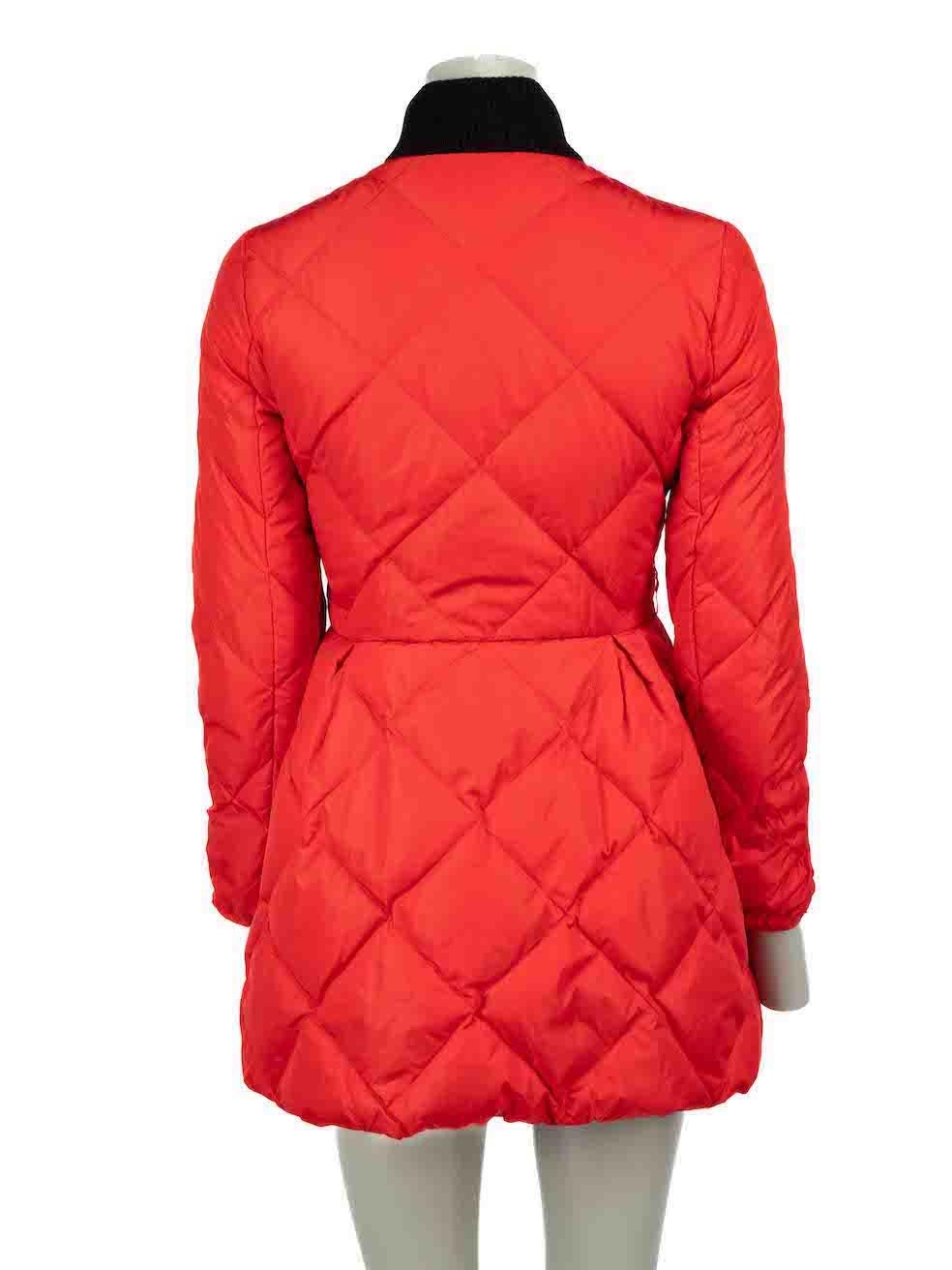 Miu Miu Red Quilted Puffer Zip Jacket Size XS In Good Condition In London, GB