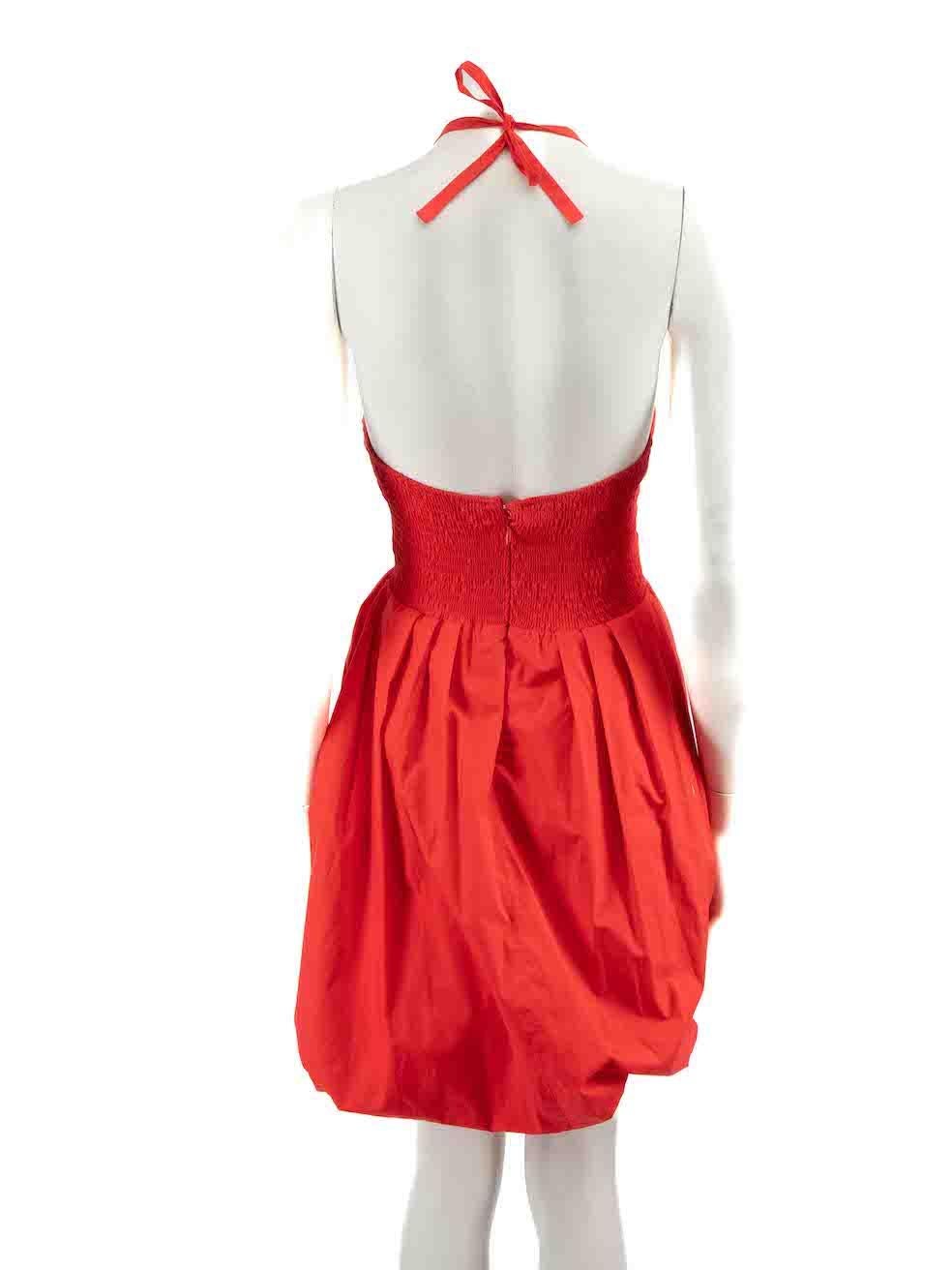 Miu Miu Red Ruched Detail Mini Dress Size XS In Good Condition For Sale In London, GB