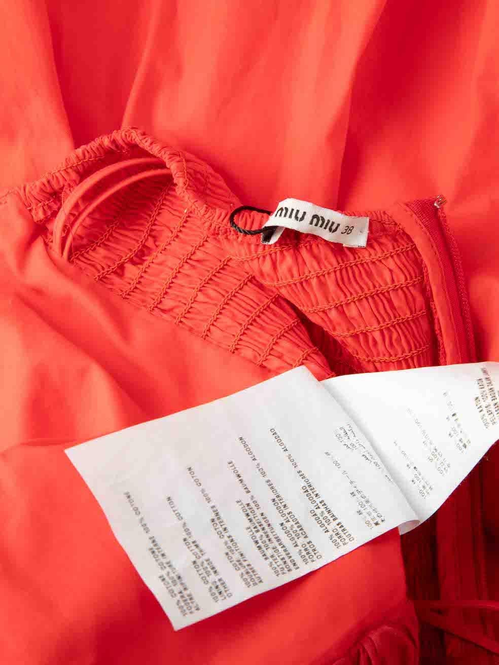 Miu Miu Red Ruched Detail Mini Dress Size XS For Sale 3