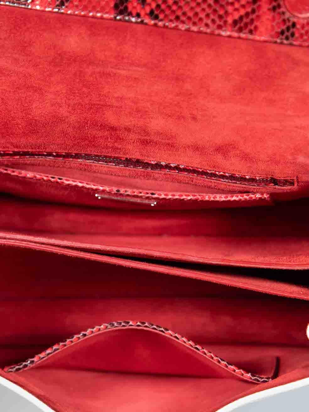 Miu Miu Red Snakeskin Push Lock Top Handle Bag For Sale 1