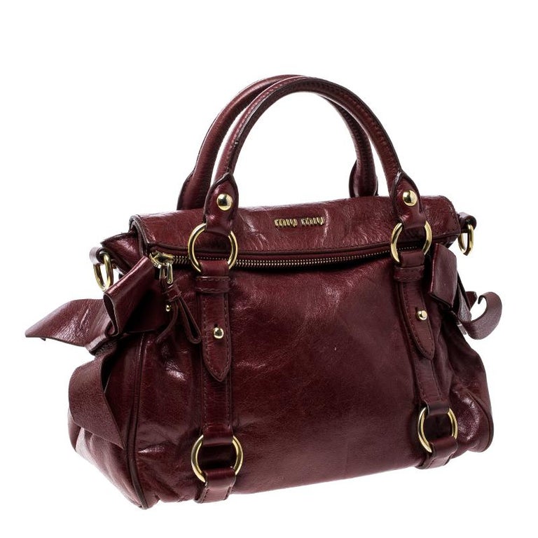 Miu Miu Vitello Lux Large Tote Black Leather Shoulder Bag Handbag